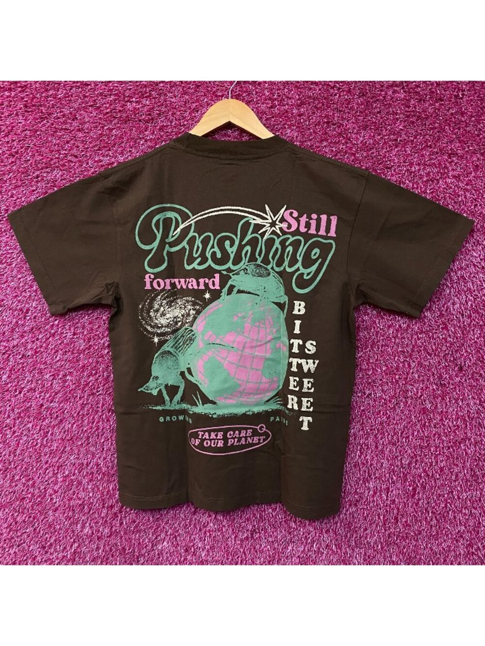 Bittersweet Take Care Of Our Planet Oversized Graphic T-Shirt Small
